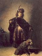 Rembrandt Peale Self portrait in oriental attire with poodle painting